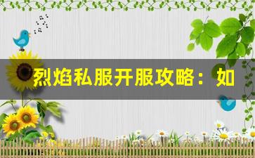烈焰私服开服攻略：如何快速提升战力
